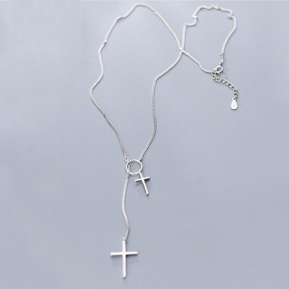*NEW 925 Sterling Silver Cross Circle Necklace - Picture 1 of 4